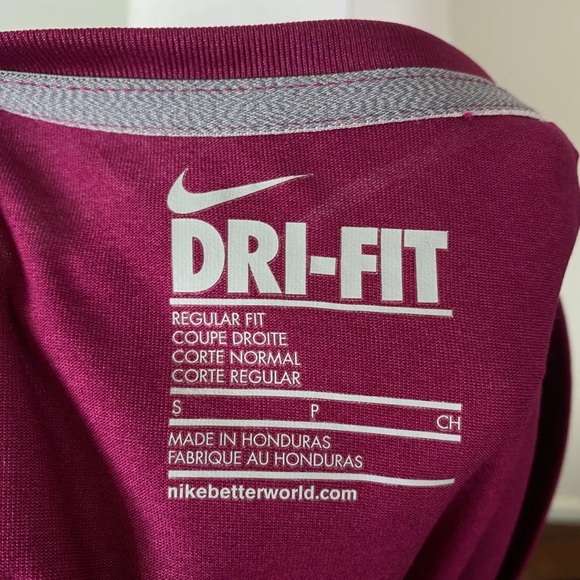 Nike Shirt Dri Fit Lightweight Active V-Neck Dark Pink Sz. S - Picture 3 of 11